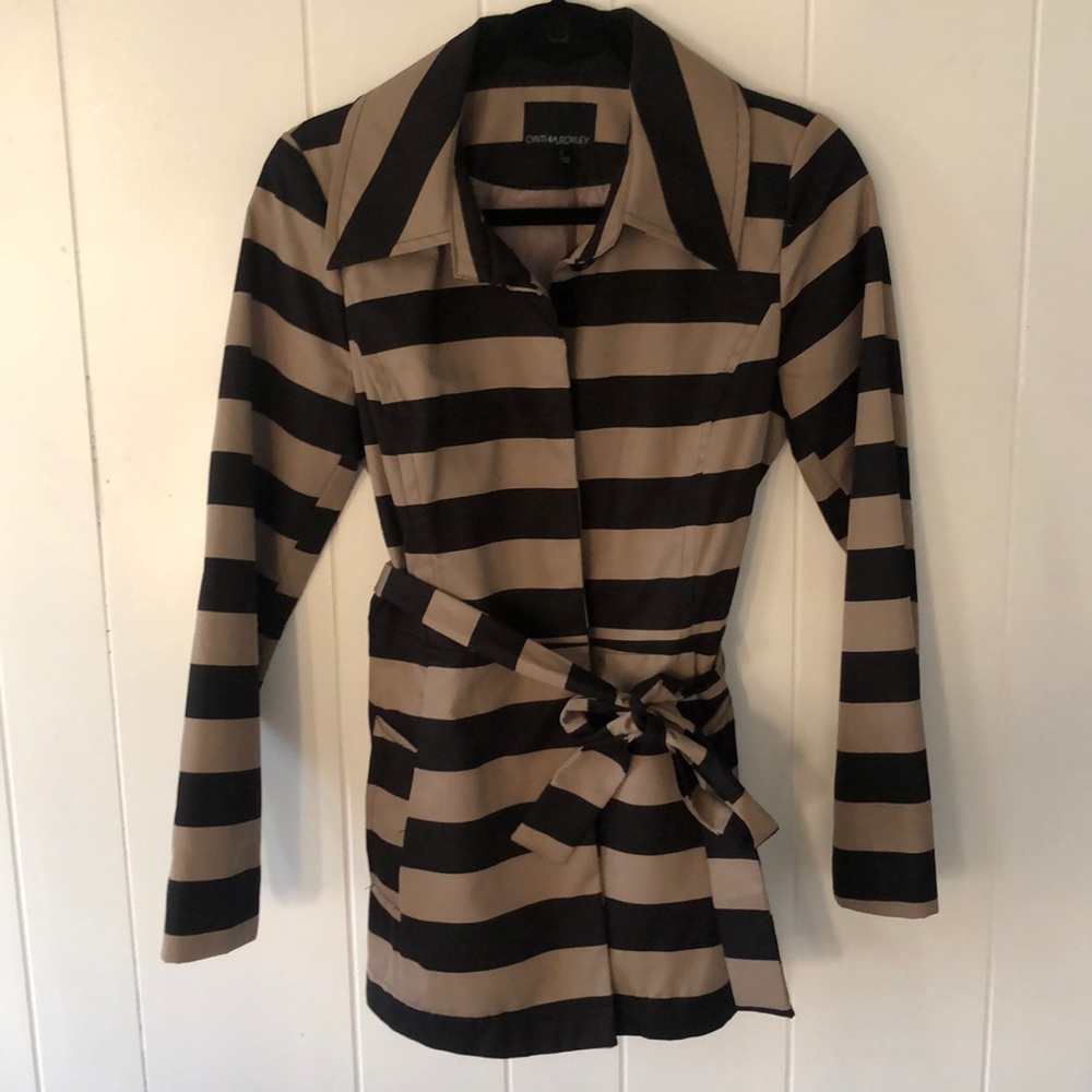 Cynthia Rowley stripped jacket with belt